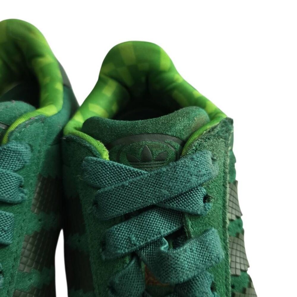 Adidas x Minecraft Boys Size 1 Campus 00's Green Suede Sneakers - Picture 5 of 10